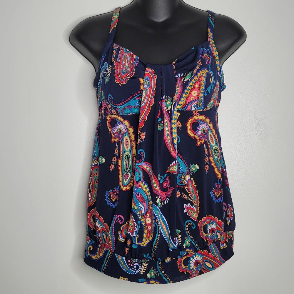 Lands'‎ End Tankini Swimsuit Top Size 126 Womens Paisley Blue Colorful